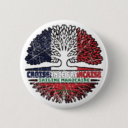 Marokko Fahne de France Tree Roots Button (Vorderseite)