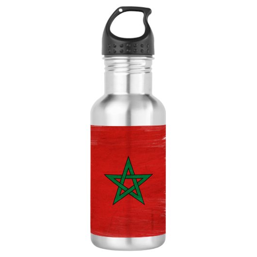 Marokko-Flagge Edelstahlflasche (Vorderseite)