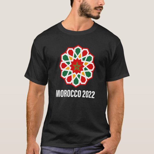 Marokko-Flagge Fußball 2022 T-Shirt (Vorderseite)