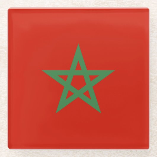 Marokko-Flagge Glasuntersetzer (Vorderseite)