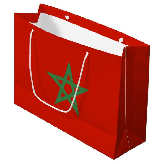 Marokko-Flagge Große Geschenktüte (Vorderseite Schrägansicht)