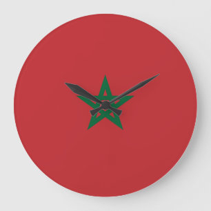 Marokko-Flagge Große Wanduhr