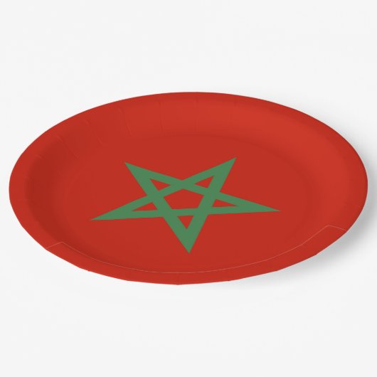Marokko-Flagge Pappteller (Schrägansicht)