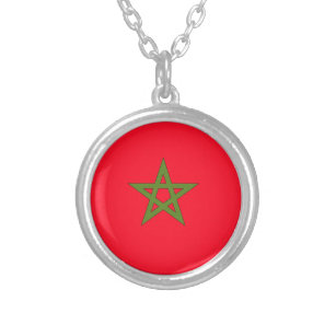 Marokko-Flagge Versilberte Kette