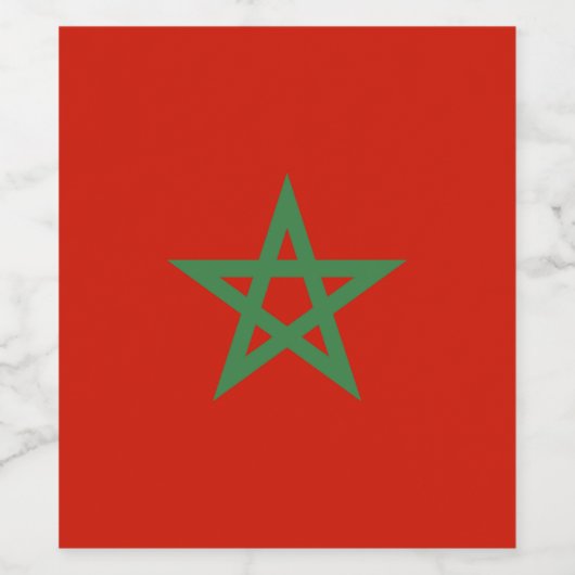 Marokko-Flagge Weinetikett (Einzelnes Label)