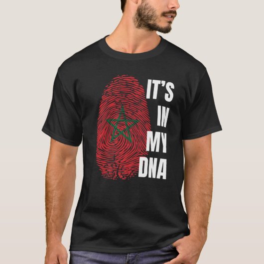 Marokko Flaggen DNA Fingerprint Schwarze Geschicht T-Shirt (Vorderseite)