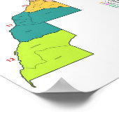 Marokko Flaggenkarte mit Konturen der Staat-Grenze Poster (Ecke)