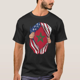 Marokko Flaggenstaat Amerika Flaggenstaaten Flagge T-Shirt