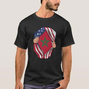 Marokko Flaggenstaat Amerika Flaggenstaaten Flagge T-Shirt