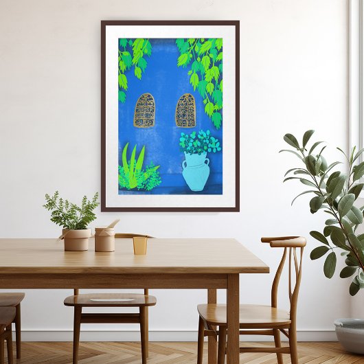 Marokko Garden Blue Walls Pflanze Art Poster