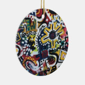 Marokko-handgemalte Abstrakte Kunst Keramik Ornament (Rechts)