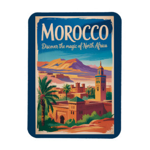 Marokko Illustration Reise Kunst Vintage Magnet