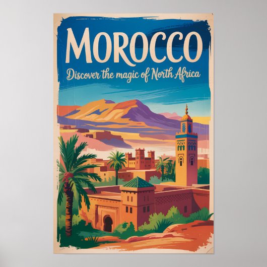 Marokko Illustration Reise Kunst Vintage Poster (Vorne)