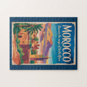 Marokko Illustration Reise Kunst Vintage Puzzle (Horizontal)