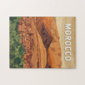 Marokko Illustration Reise Kunst Vintage Puzzle (Horizontal)