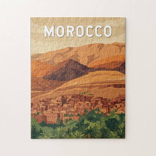 Marokko Illustration Reise Kunst Vintage Puzzle (Vertikal)