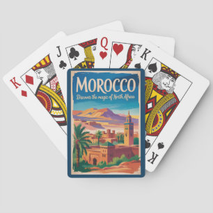 Marokko Illustration Reise Kunst Vintage Spielkarten