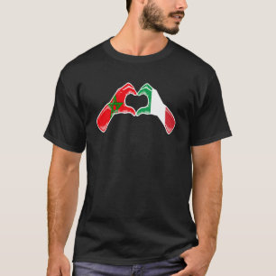 Marokko Italien Flagge - Marokkanisches Herz T-Shirt