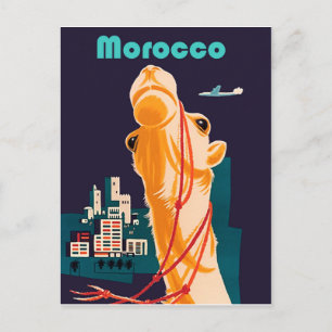 Marokko, Kamel vor der Stadt, Vintage Postkarte