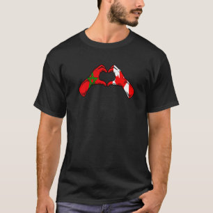 Marokko Kanada Flagge Marokkanisches Herz T-Shirt