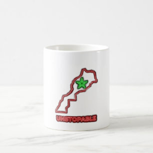 Marokko Karte Neon Unstoppable Keramik-Kaffeetasse Verwandlungstasse