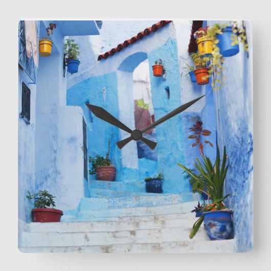 Marokko Keramik Clock Quadratische Wanduhr (Vorderseite)