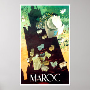 Marokko, Luftansicht, Hirte, mit seinem Schiff Poster