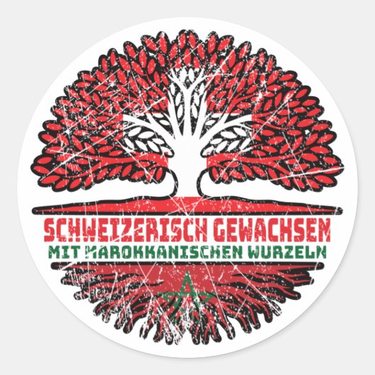 Marokko Marokkanisch Schweizer Schweiz Baum Wurzel Runder Aufkleber (Vorderseite)