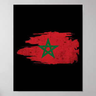 Marokko Marokkanische Flagge Fußball Fan Poster