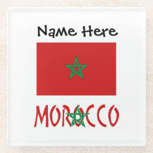 Marokko Marokkanische Flagge Personalisierter Name Glasuntersetzer
