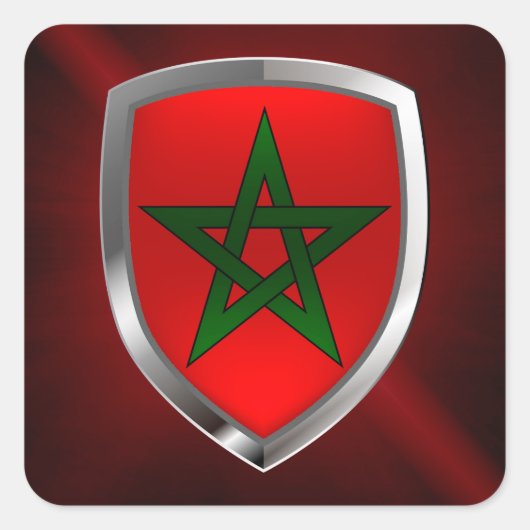 Marokko Metallisches Emblem Quadratischer Aufkleber (Vorderseite)