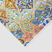 Marokko Mosaik Blau Orange Schwarzes Blumenmuster Seidenpapier (Ausschnitt)