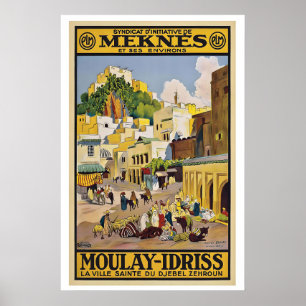 Marokko Moulay Idriss die heilige Stadt Djebel Poster