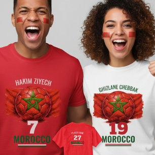 Marokko National Fußball Flagge Erbe Fußball T-Shirt