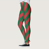 Marokko Nationale Flaggenfarben diagonal gestreift Leggings (Links)