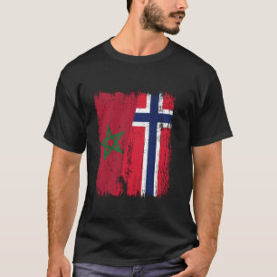 Marokko Norwegen Halbe Flagge Marokkanisch Norwegi T-Shirt