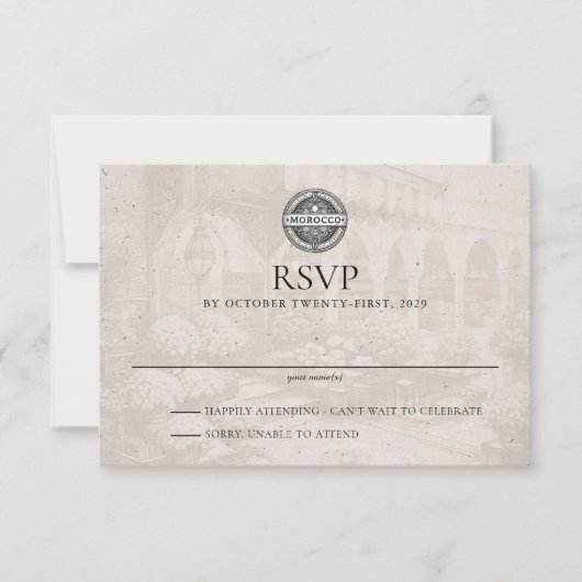 Marokko Passport Wedding RSVP Karte (Vorderseite)