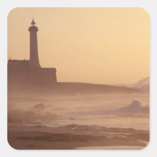 Marokko, Rabat, Leuchtturm bei Sonnenuntergang mit Quadratischer Aufkleber