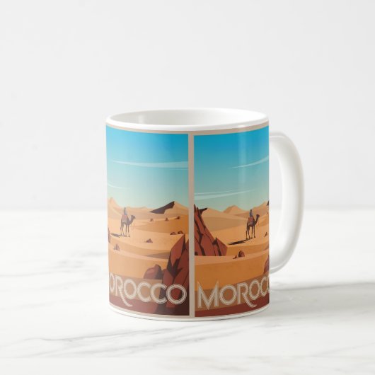 Marokko Reise Postkarte Wüstenkamel Geschenk Kaffeetasse (VorderseiteRechts)