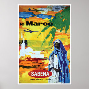 Marokko Reiseplakat Afrikanische Kunst Nordafrika Poster