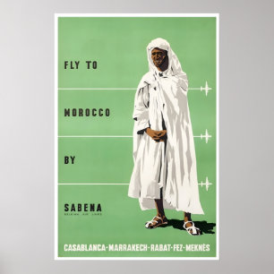 Marokko Reiseplakat Marokkanische Kunst Sabena Air Poster