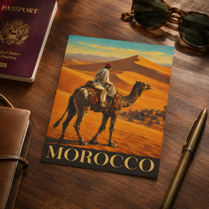 Marokko Sahara Wüsten-Kamelritt Vintage Reise Postkarte