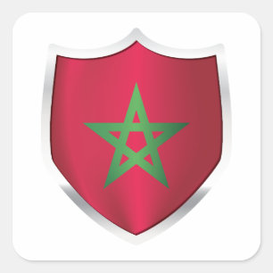 Marokko Silberschildflagge Quadratischer Aufkleber