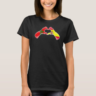 Marokko Spanien Flagge Marokkanisches Herz T-Shirt