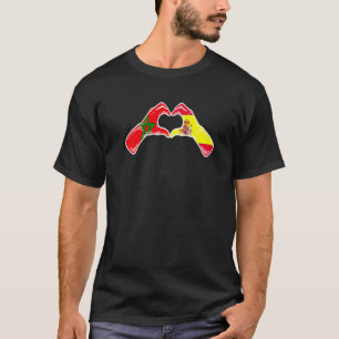 Marokko Spanien Flagge Marokkanisches Herz T-Shirt