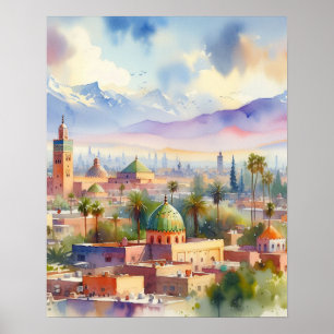 Marokko Stadtwatercolor Poster