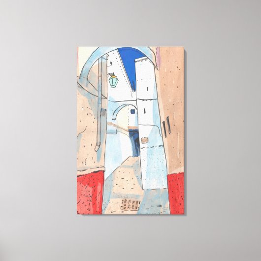 Marokko Street Cityscape Paper Collage Sketch Art Leinwanddruck (Vorderseite)