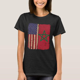 Marokko und Amerika USA-Flagge Wurzeln Halb Marokk T-Shirt