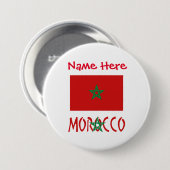 Marokko und Marokko Flaggen Rote Personalisierung Button (Vorne & Hinten)
