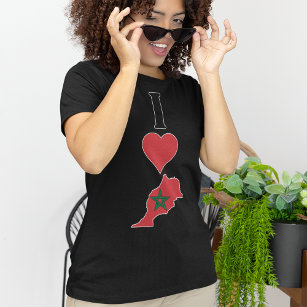 Marokko Vertikal I Liebe Marokkanisch Flaggen Frau T-Shirt